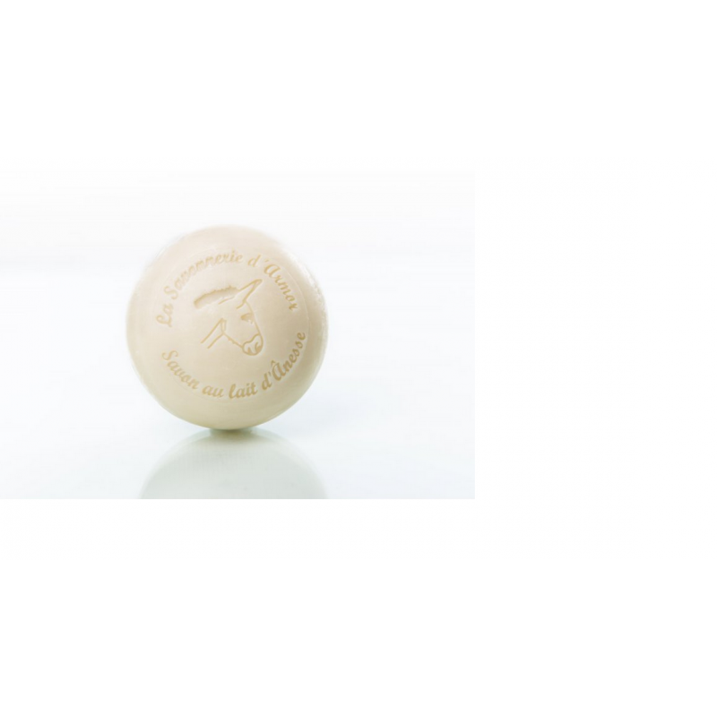 Savon rond, lait d'ânesse, parfum amande douce, 100g Savon rond, lait d'ânesse, parfum amande douce, 100g